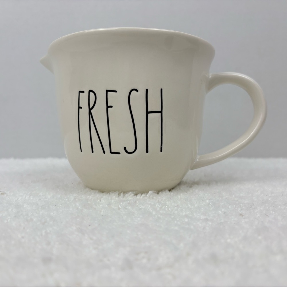 Rae Dunn “FRESH” Ceramic Juice Pitcher-Ivory Ceramic-Missing Matching Juicer Lid